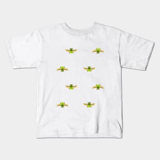 Light Open Simple Green Beetle Pattern Kids T-Shirt